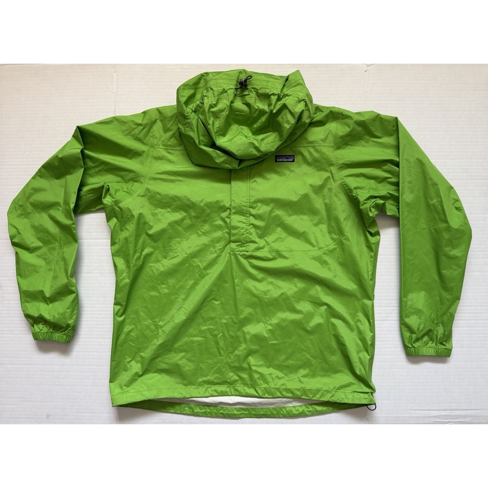 Patagonia Mens H2No Torrentshell Rain Jacket Green 1/2 Zip Hood Anorak FLAWED XL